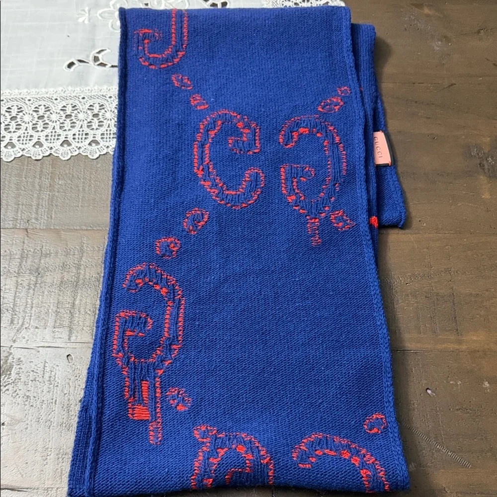 Gucci Blue and Red Ghost Scarf